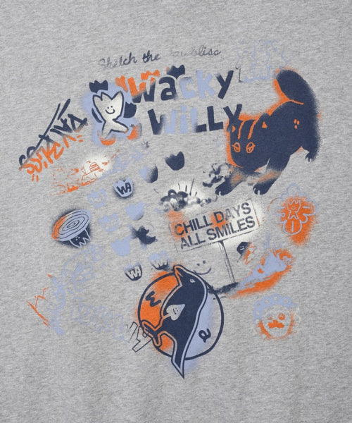 Spray Graphic Hoodie Zip-Up Gray