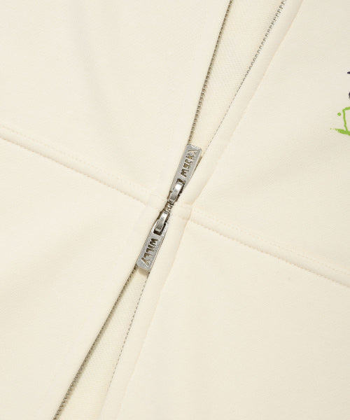 Spray graphic hood zip-up cream