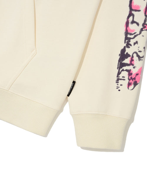 Spray graphic hood zip-up cream