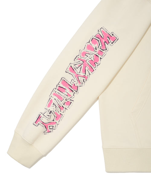 Spray graphic hood zip-up cream