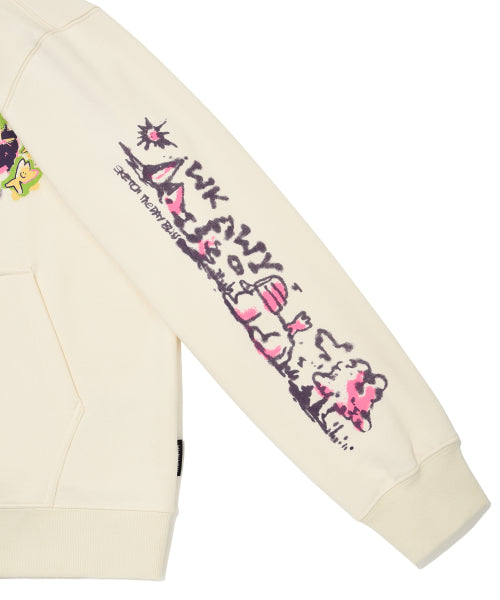 Spray graphic hood zip-up cream