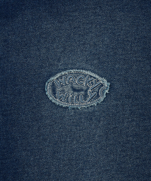 Denim like hooded zip-up indigo