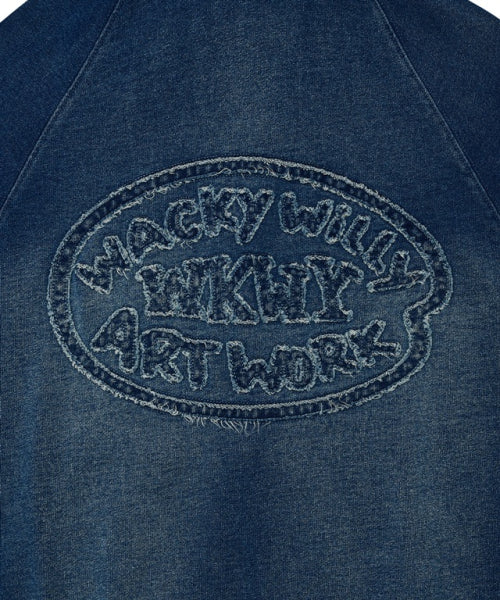 Denim like hooded zip-up indigo