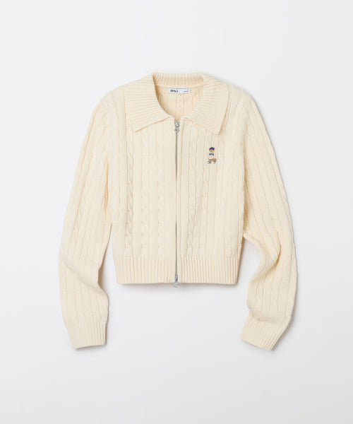 (Woody) Collar neck zip-up cardigan_SPCKF49GY1