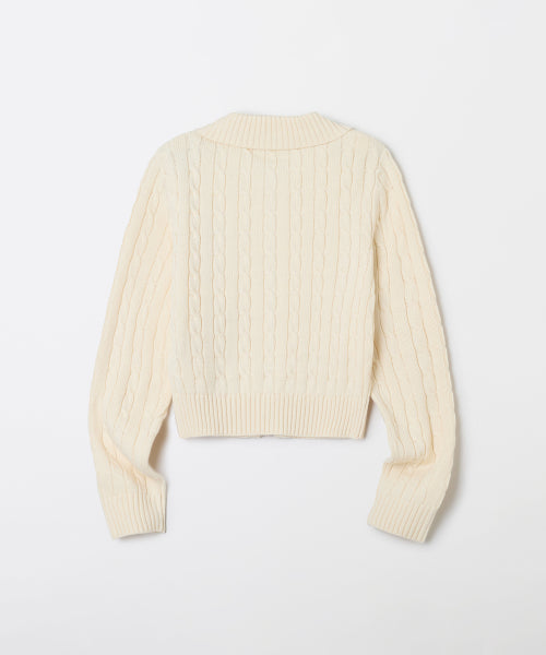 (Woody) Collar neck zip-up cardigan_SPCKF49GY1