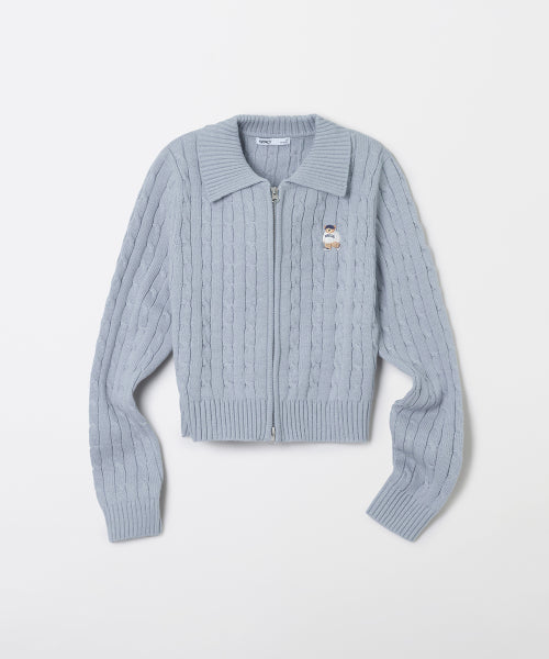 (Woody) Collar neck zip-up cardigan_SPCKF49GY1