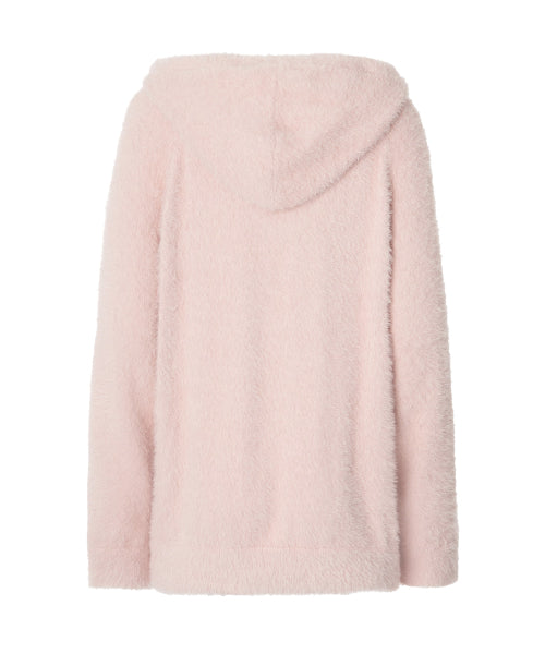Ella Hairy Hooded Cardigan [PINK]