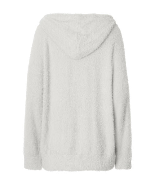Ella Hairy Hooded Cardigan [LIGHT GREY]