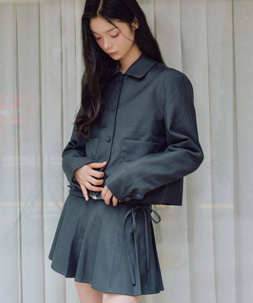 Darlene Ribbon Short Jacket [CHARCOAL]