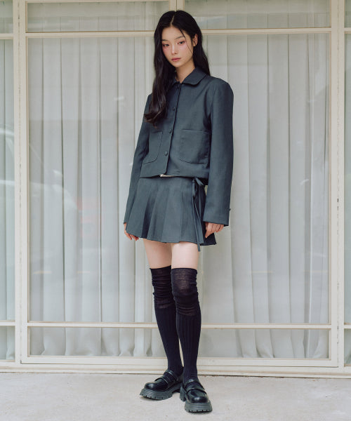 Darlene Ribbon Short Jacket [CHARCOAL]