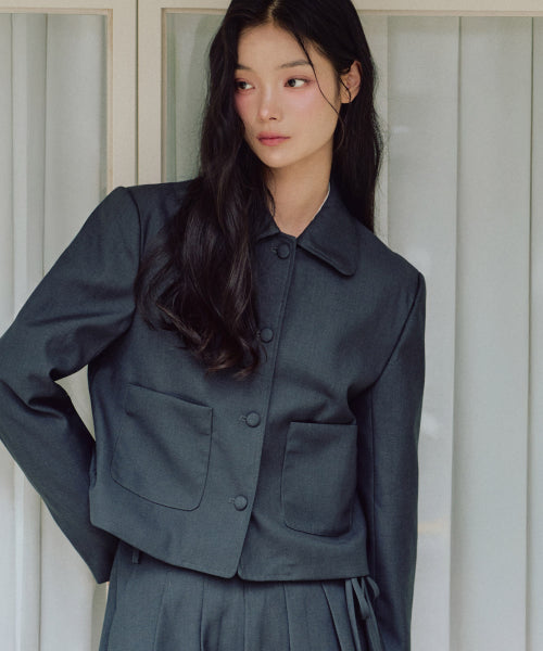 Darlene Ribbon Short Jacket [CHARCOAL]