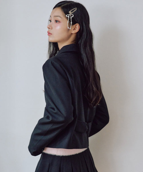 Darlene Ribbon Short Jacket [BLACK]