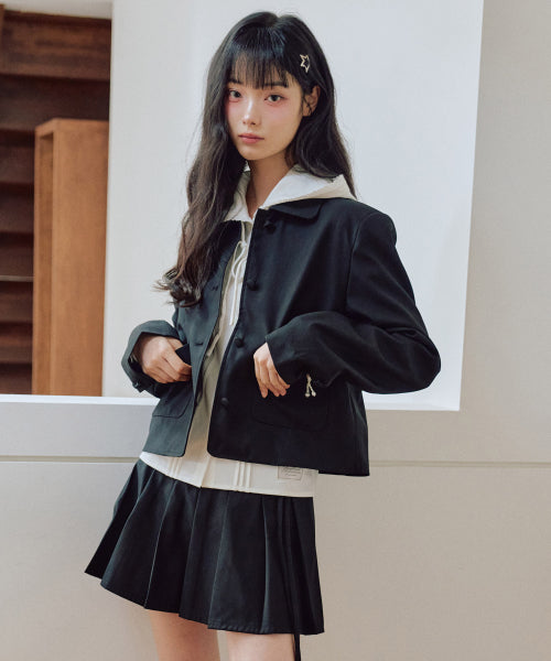 Darlene Ribbon Short Jacket [BLACK]
