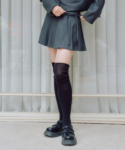 Darlene Classic Pleated Skirt Pants [CHARCOAL]