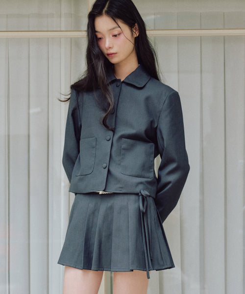 Darlene Classic Pleated Skirt Pants [CHARCOAL]