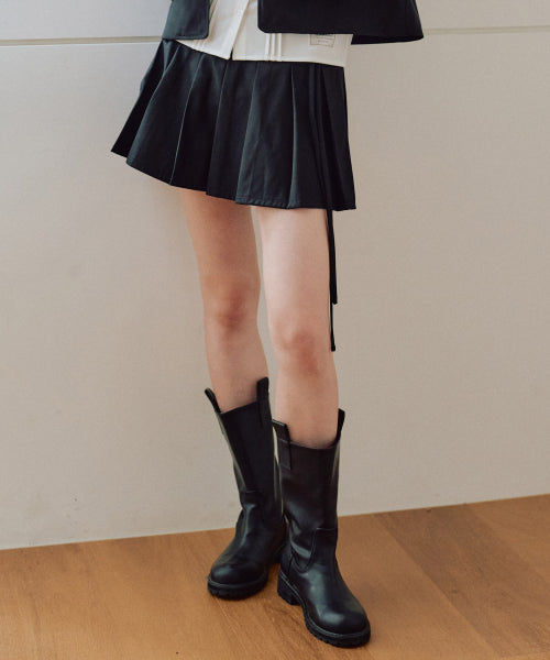 Darlene Classic Pleated Skirt Pants [BLACK]