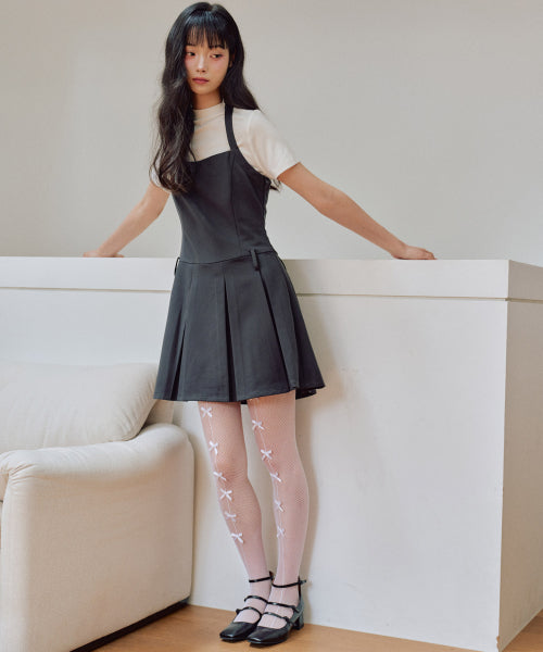 Darlene Bustier Pleats Mini Dress [CHARCOAL]