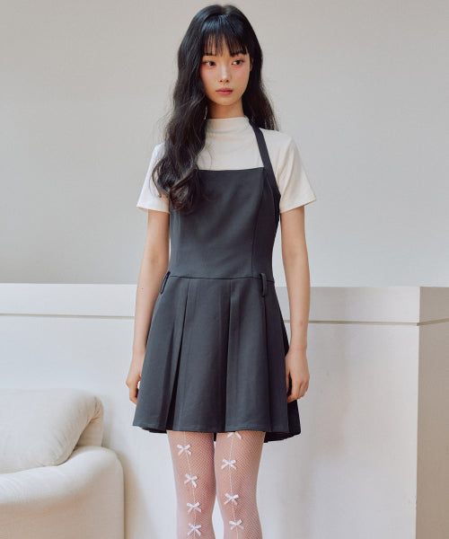 Darlene Bustier Pleats Mini Dress [CHARCOAL]