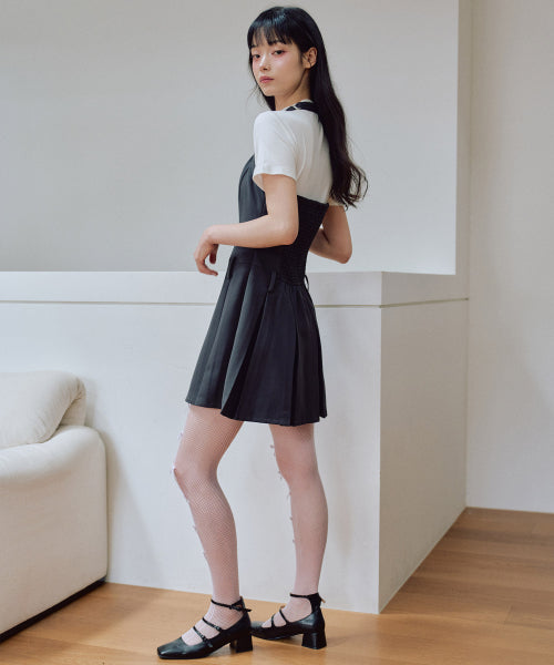 Darlene Bustier Pleats Mini Dress [CHARCOAL]