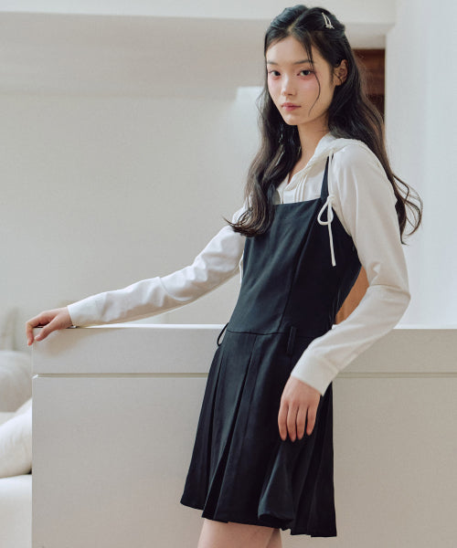 Darlene Bustier Pleats Mini Dress [BLACK]