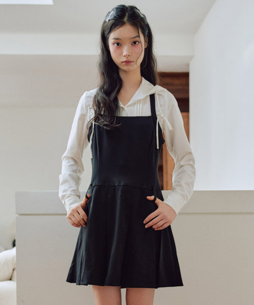 Darlene Bustier Pleats Mini Dress [BLACK]