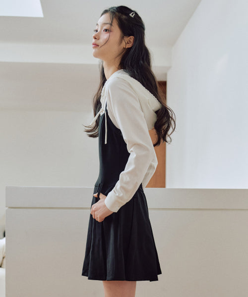 Darlene Bustier Pleats Mini Dress [BLACK]