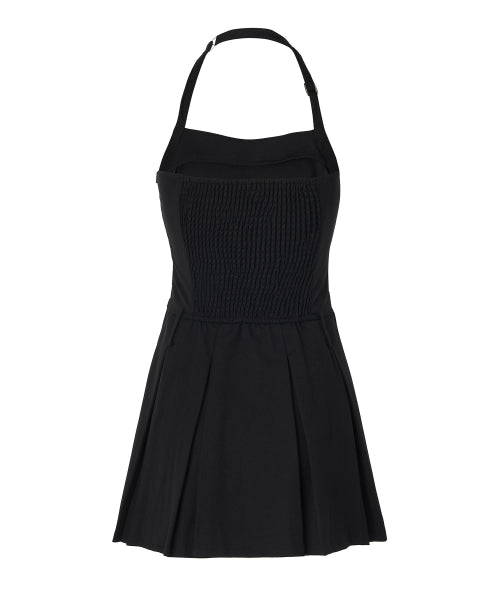 Darlene Bustier Pleats Mini Dress [BLACK]