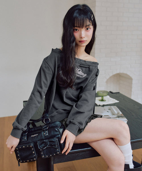 Hana One Off shoulder Sweatshirt [CHARCOAL]