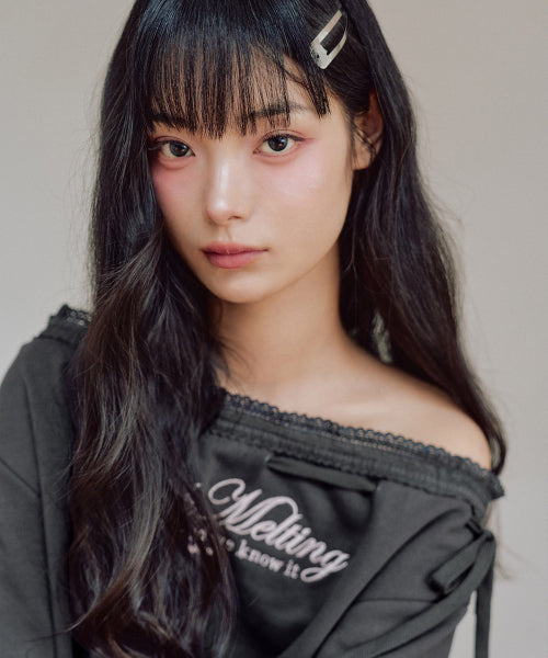 Hana One Off shoulder Sweatshirt [CHARCOAL]