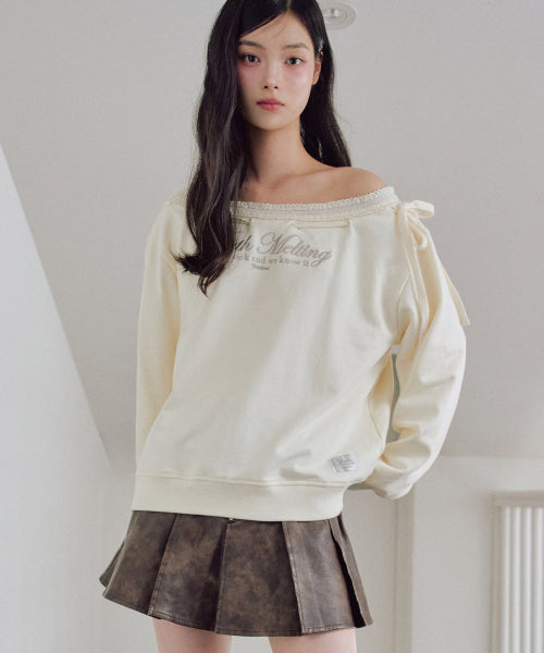 Hana One Off shoulder Sweatshirt [IVORY]