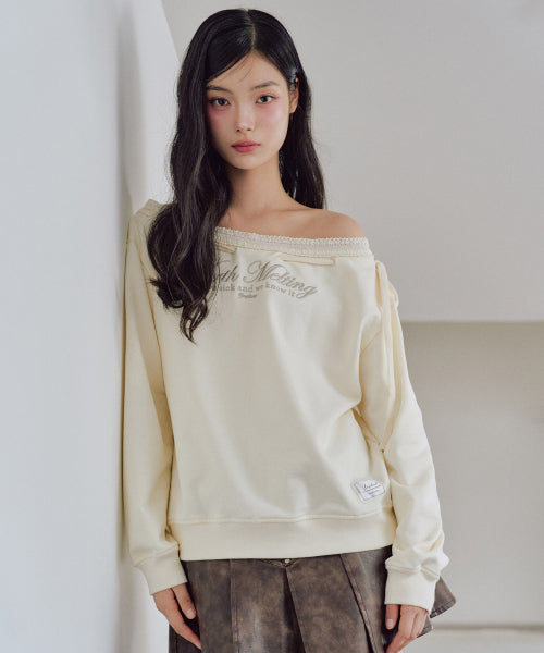 Hana One Off shoulder Sweatshirt [IVORY]