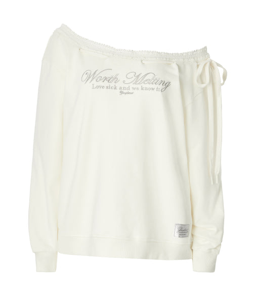 Hana One Off shoulder Sweatshirt [IVORY]