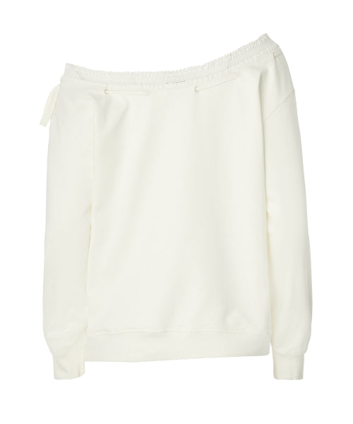 Hana One Off shoulder Sweatshirt [IVORY]