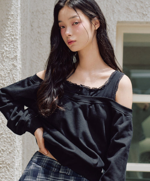 Kelsey Layered Sweatshirt [BLACK]