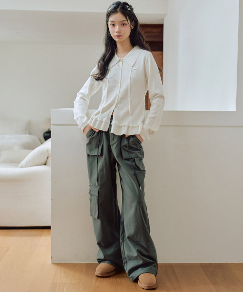 Ash Collar knit cardigan [WHITE]