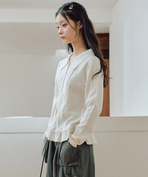 Ash Collar knit cardigan [WHITE]