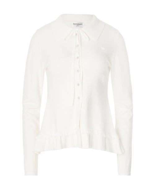 Ash Collar knit cardigan [WHITE]