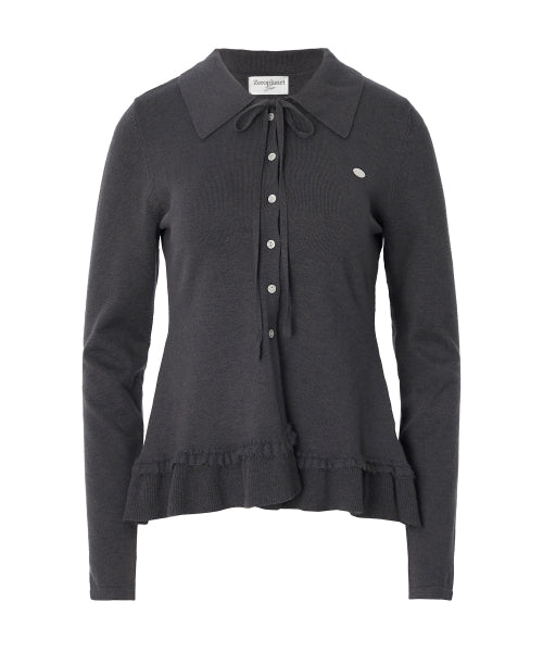 Ash Collar knit cardigan [CHARCOAL]