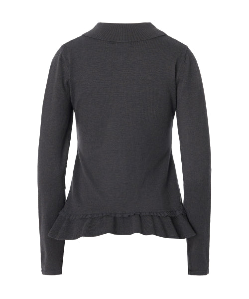 Ash Collar knit cardigan [CHARCOAL]
