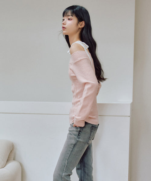 Rudy Off-Shoulder Knit [PINK]