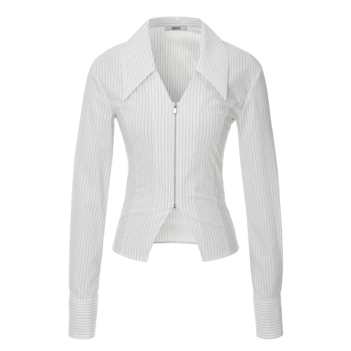 Stripe Zip-up Shirts (white)