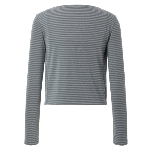 Stripe Cardigan & Sleeveless Set (gray)
