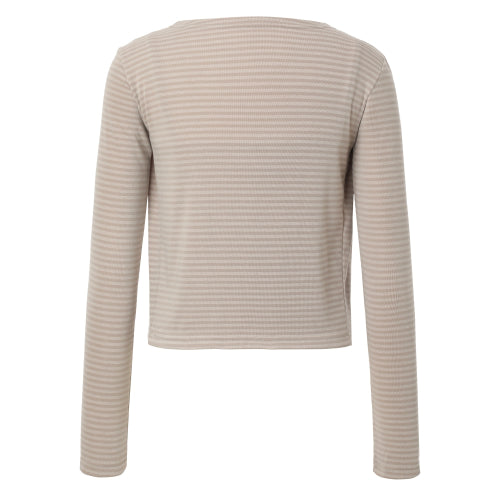 Stripe Cardigan & Sleeveless Set (beige)