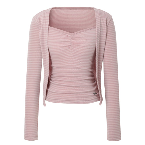 Stripe Cardigan & Sleeveless Set (pink)