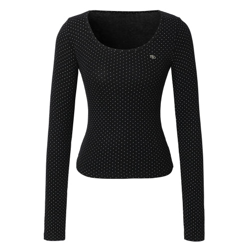 Dot U-neck T-shirt (black)