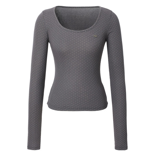 Dot U-neck T-shirt (gray)