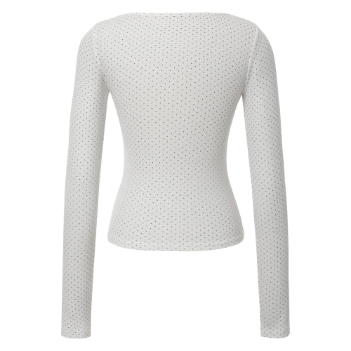 Dot U-neck T-shirt (ivory)