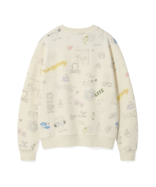 Women's Drawing Pattern Semi-Oversized Fit Sweatshirt Pattern