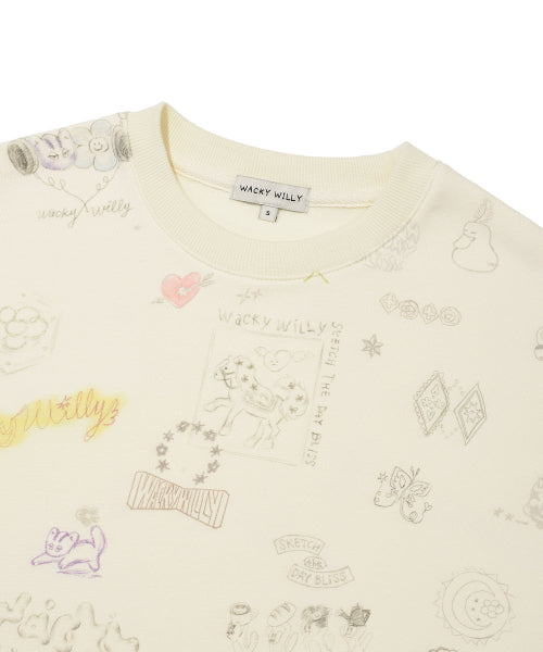 Women's Drawing Pattern Semi-Oversized Fit Sweatshirt Pattern
