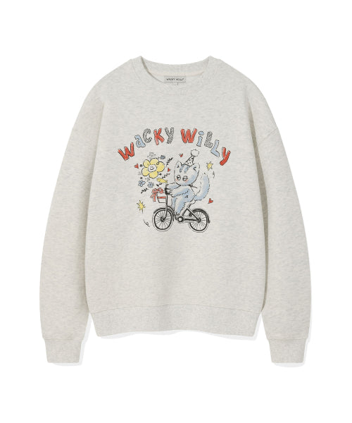 Women's Vintage Graphic Semi-Oversized Fit Sweatshirt Oatmeal